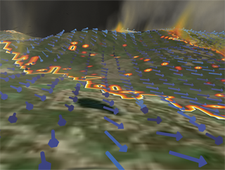 VAPOR visualization of the East Troublesome fire in 2020 from a Grand Lake, Colorado, perspective.